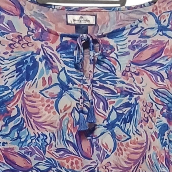 Island Collection - NWOT  Multi Colored Floral Dress, Tie At Neck, Flutter... - Picture 5 of 9